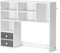 Vevor Asztali polc, 3 szintes, 94 cm × 25 cm × 75 cm, 2 szövetfiók, fehér