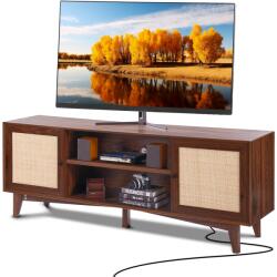 Vevor Rattan TV szekrény, szélesség 191 cm, bohém dizájn, dió színű