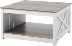 Vevor Négyzet alakú dohányzóasztal 80 cm × 80 cm, nyitott tárolóval, törtfehér