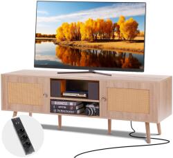 Vevor Rattan TV-állvány 65"-os (165, 1 cm-es) TV-hez, fiókkal, tölgyfa