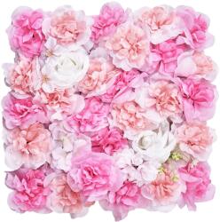 Vevor Művirág fal 12 panelből, 38×38 cm, hálós alap, rózsaszín