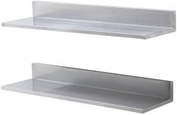 Vevor Rozsdamentes acél fali polc 21, 8 × 76, 2 cm hátsó peremmel, teherbírás 20 kg