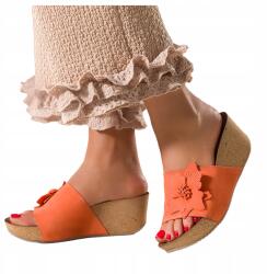 Casu Flip-flop Papucs Narancssárga Női Bőr Bokapánt Virágos Divat R 40 (7113440000400)