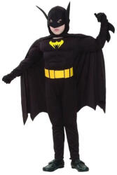 DEPOX Costum carnaval Batman cu muschi pentru copii, 5-7 ani, 110-120 cm, negru (1509) Costum bal mascat copii
