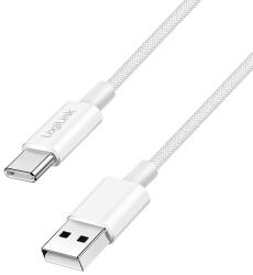 LogiLink USB 2.0 Type-C kábel, C/M - A/M, 480 Mbps, 60W, nejlon, fehér, 1 m (CU0321)