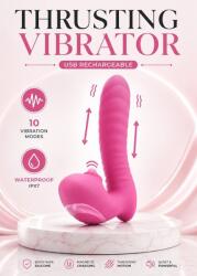  Vibrator Loveline cu Miscare de Impingere si Pulsare, 10 Vibratii, USB, Silicon, Roz, 15.6 cm Vibrator