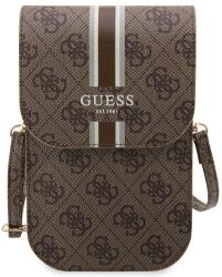 GUESS Geanta universala Guess 4G Stripes, 19 x 11.5 x 2 cm, 5 compartimente, Maro (3666339119584)