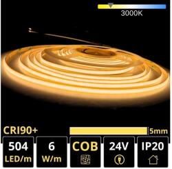 Banda Led Cob 5mm 6w 504led/m 24v 3000k 5metri (2109-B)