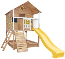 Ginger Home Голяма Детска Къща ginger home с Пясъчник и Пързалка, за Игра на Открито в Двора и Градината, Дървена, 258х271.5х291 см (c225)
