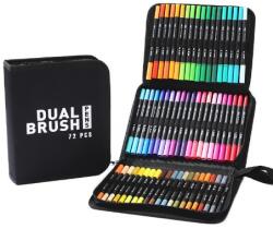 Flippy Set Carioci pe Baza de Apa, Flippy, 2 in 1, pentru Pictura, Caligrafie, 72 Culori, Penar Negru, Corp Carioca Negru, 24.5 x 18.5 x 5 cm, Multicolor (133648)
