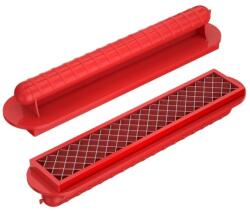 Flippy Feliator manual pentru hot-dog Flippy, crestare carnati si hot-dog, manual, potrivit pentru gratar, 29.5 x 6.5 cm, din inox si ABS, rosu (125256)