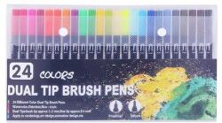 Flippy Set 24 Carioci, Flippy, pe Baza de Apa, 2 Tipuri de Varf, 1-2 mm, 0.4 mm, Corp Carioca Negru, din Plastic, Multicolor (133632)