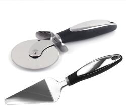 Flippy Feliator si Lopatica pentru Pizza, Flippy, set din 2 ustensile, Otel Inoxidabil, Maner Antiderapant, 26.5 x 8 x 3 cm, Negru (131583)