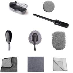 Flippy Set 9 Piese pentru Spalat Auto, Flippy, din Plastic si Microfibra, Perii si Lavete, Model B, Gri (133005)