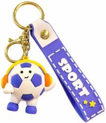 Flippy Breloc Chei, Flippy, Model Minge de Fotbal cu Casti, Cupa Mondiala, Accesoriu Pentru Chei si Rucsac, Material Acril, 50 g, Albastru Inchis (167154)