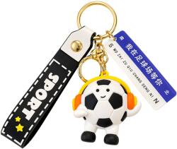 Flippy Breloc Chei, Flippy, Model Minge de Fotbal cu Casti, Mesaj Te aștept pe terenul de fotbal, Cupa Mondiala, Accesoriu Pentru Chei si Rucsac, Material Acril, 50 g, Negru (167150)