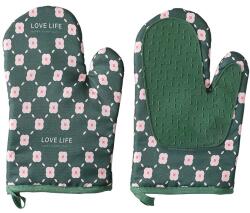 Flippy Set 2 manusi cuptor Flippy, manusa de bucatarie, rezistenta 330 grade, textil si cauciuc, 26.5x18 cm, verde (125266)