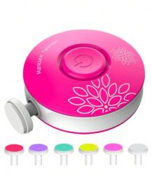 Flippy Set Pila Electrica pentru Copii si Bebelusi, Flippy, ABS, Incarcare USB, Model cu Flori, 6 Accesorii, cu Lumina LED, Fucsia (133223)