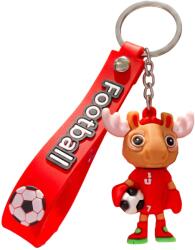Flippy Breloc Chei, Flippy, Model Cerb, Mascota de Fotbal, Cupa Mondiala, Accesoriu Pentru Chei si Rucsac, Cauciuc Moale, 26 g, 6.2 x 3.4 cm, Rosu (167155)