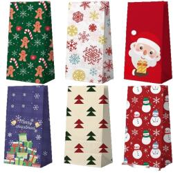 Flippy Set 12 Pungi de Cadou, Flippy, Tema Craciun, cu Motive Festive, 12 Stickere Incluse, 22 x 12 x 8 cm, din Hartie, Multicolor (163137)