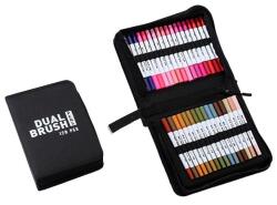 Flippy Set Carioci pe Baza de Apa, Flippy, 2 in 1, pentru Pictura, Caligrafie, 120 Culori, Penar Negru, Corp Carioca Alb, 27.5 x 19.5 x 8 cm, Multicolor (133646)