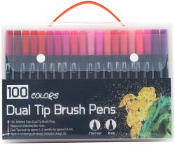 Flippy Set 100 Carioci, Flippy, pe Baza de Apa, 2 Tipuri de Varf, 1-2 mm, 0.4 mm, Corp Carioca Negru, din Plastic, Multicolor (133639)