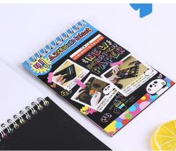 Flippy Caiet cu fise razuibile Flippy, DIY Magic Scratch, 12 File, Curcubeu, Creion din Lemn, Cartonase negre, A6, Multicolor (125725) Carte de colorat
