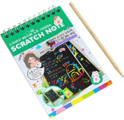 Flippy Caiet cu fise razuibile Flippy, DIY Magic Scratch, 12 File, Curcubeu, Creion din Lemn, Cartonase negre, 14.2 x 9.8 cm, Verde (125720) Carte de colorat