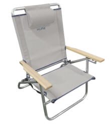 Hupa Scaun de Plajă din Aluminiu cu Spătar Înalt Light Grey Impermeabil 56.5x59x81 cm 57-2003-13 (57-2003-13)