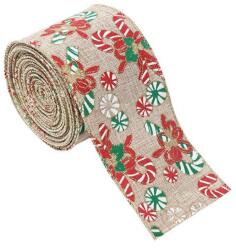 Flippy Panglica Decorativa pentru Craciun, Flippy, Ornament pentru Brad de Craciun, Pretreceri, Panglica cu Design Acadele de Craciun, 200 x 6.3 cm, Khaki (161826)