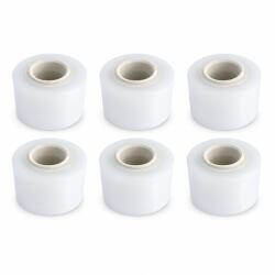 Flippy Set 6 Mini Role Folie Stretch Manuala pentru Ambalare, Impachetare si Fixare Produse, Utilizare Depozit si Transport, 12.5 cm, 0.38 kg pe Rola, Transparent (175958)