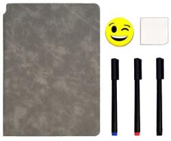 Flippy Set Agenda A5 Reutilizabila cu Pagini Tip Tabla, Agenda Pagini Albe cu Stergere Uscata, 3 Markere, 1 Burete și 1 Laveta de sters, Portabila, 24 x 16.5 cm, Coperta Piele, Maro (126442)