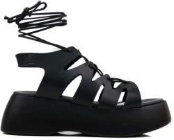 Ligglo Sandale Casual Damă Negru Lace-Up Flatforme Legare La Glezna (H26-10-BLACK)