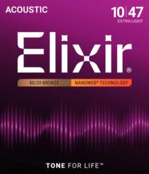 Elixir 80/20 bronz Nanoweb 010-047 akusztikus húr