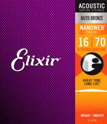 Elixir 80/20 Bronze Nano baritone 16-70 húrkészlet 8-húros gitárhoz