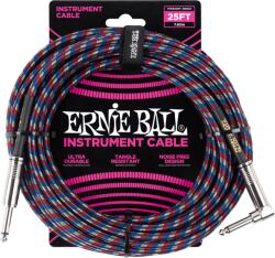 Ernie Ball vasalózsinór kábel egyenes/pipa 7, 65m fekete-piros-kék-fehér