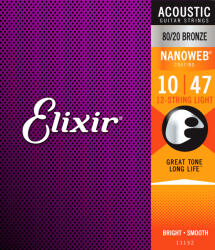 Elixir 80/20 Bronze Nanoweb 12-húros akusztikus húrkészlet 010-047