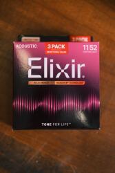 Elixir 80/20 Bronze Nanoweb akusztikus húr 3-as pack 11-52