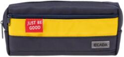 ECADA Penar Tip Borseta Ecada, 2 Fermoare, Model 78641, Dimensiune 215x95x65 mm, Culoare Negru cu Galben (6425871060139) Penar