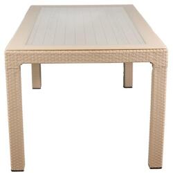 Iris Original Cappuccino műanyag kerti asztal rattan üveglappal 90x150 cm (GF-810C)