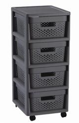 Keter Infinity Dots 4×11 l-es tárolóállvány fiókokkal, sötétszürke (271243)