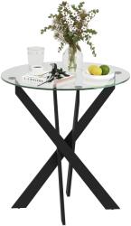 HomCom Masa de dining moderna din sticla, diametru 70 cm, Masa de bucatarie cu placa de sticla securizata si picioare din metal, pentru 4 persoane | Aosom Romania (83A-197V00BK)