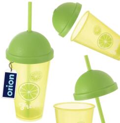 Orion Műanyag pohár tetővel és szívószállal, Orion, 450 ml, 9x17, 5x22, 5 cm, Műanyag, Zöld, Elpusztíthatatlan (121787)