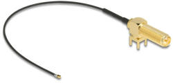 Delock Antenna kábel RP-SMA 90 PCB anya válaszfali csatlakozóval apa I-PEX Inc. , MHF 4L-dugó 1.13 15 cm menethossz 15 mm