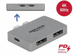Delock Kettős DisplayPort adapter MacBook-hoz 4K 60 Hz és PD 3.0-s (64001) - pepita