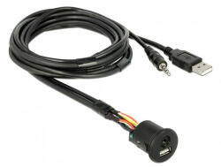 Delock kábel USB Type-A apa+3, 5 mm-es 4tűs jack apa& gt; USB Type-A anya és 3, 5 mm-es, 4tűs jack anya (85718)