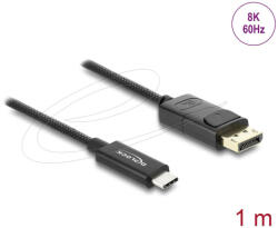 Delock Koaxiális USB Type-C - DisplayPort kábel (DP Alt Mode) 4K 60 Hz fonott borítással 1 m