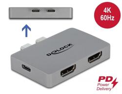 Delock Kettős HDMI adapter MacBook-hoz 4K 60 Hz és PD 3.0-s (64123) (64123) (64123)