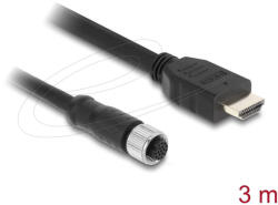 Delock M12 kábel A-kódú, 17 tűs anya- HDMI apa 3 m fekete