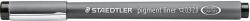 STAEDTLER black pigment liner, chisel tip with line width 0.3 - 2.0 mm, indelible pigment ink, long metal tip, long service life, 10 fineliners in a cardboard case, 308 C2-9